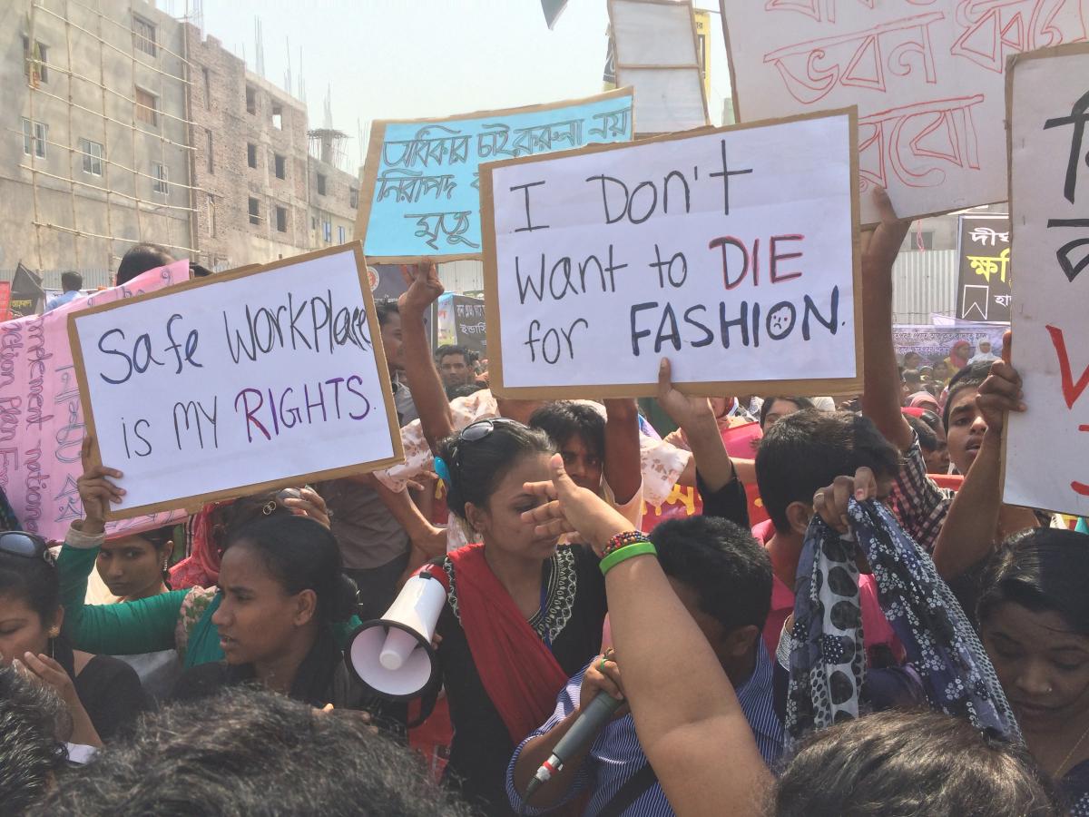 Garment workers protest about working conditions in Bangladesh